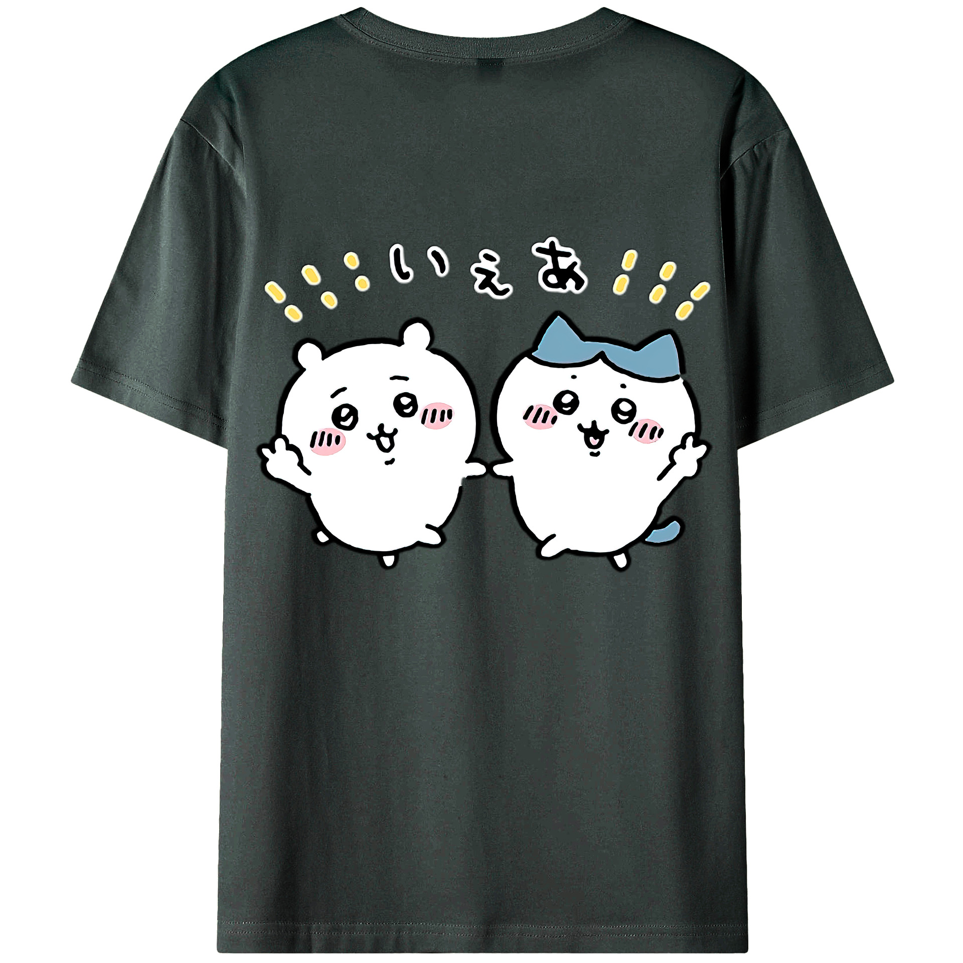 （画像用） ちいかわ ハチワレ Chii-kawa hachiware 綿100％ メンズ半袖Tシャツ（バックプリント） 通気性